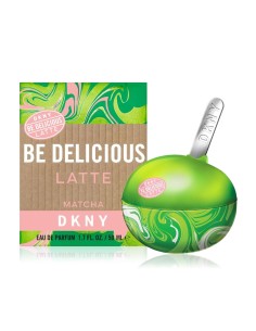 Frasco icónico DKNY Latte Matcha diseño verde jaspeado. 2