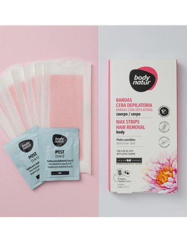 Depilación eficaz en vello corto con bandas Body Natur cuerpo.