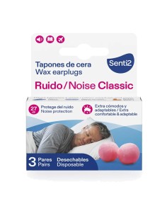 Tapones de cera Senti2 para protección de ruido 3 pares