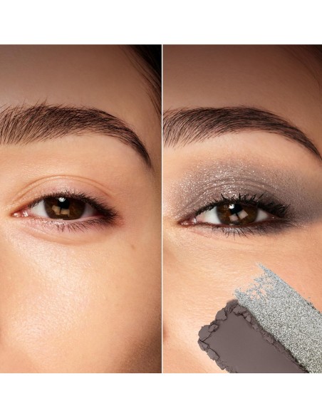 Antes y después maquillaje de ojos con sombra Umber Spark