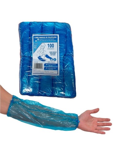 Paquete de manguitos de protección desechables azules de 100 unidades