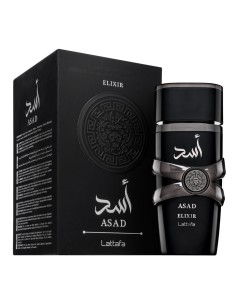 Frasco y estuche del perfume Lattafa Asad Elixir 100ml