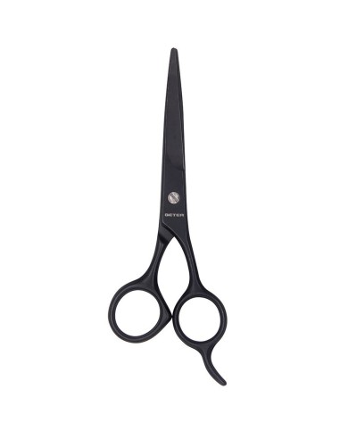 Tijera profesional de peluquería Beter en acero inoxidable negro.