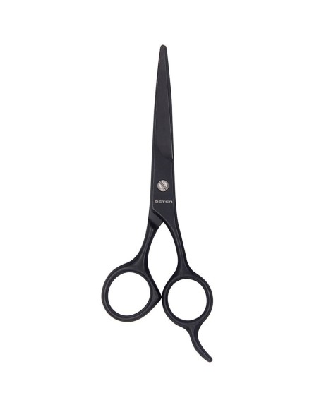 Tijera profesional de peluquería Beter en acero inoxidable negro.
