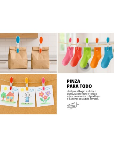 Pinzas multiusos para tender, cerrar bolsas y notas.