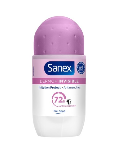 Desodorante roll-on Sanex Invisible 72h protección.