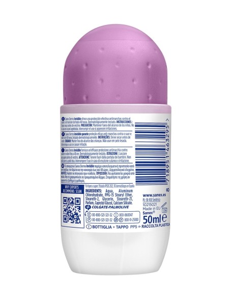 Sanex Dermo+ Invisible 50ml para ropa y piel sana.