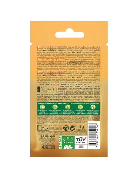 Mascarilla ojos biodegradable con ácido hialurónico.