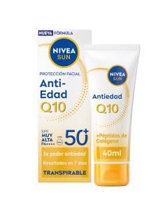 Protector solar facial Nivea Sun Antiedad Q10 SPF 50+ 2
