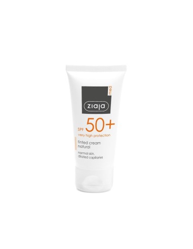 Tubo de protector solar facial Ziaja Med 50 ml tono natural.