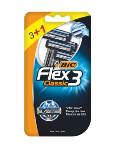 Pack ahorro 3+1 gratis maquinilla de afeitar Bic Flex 3 Classic.