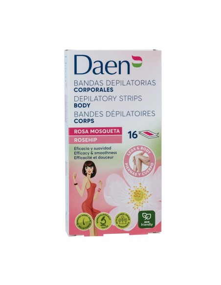 Caja de bandas depilatorias corporales Daen Rosa Mosqueta 16 uds.