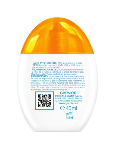 Textura aqua protector solar facial Garnier Ácido Hialurónico