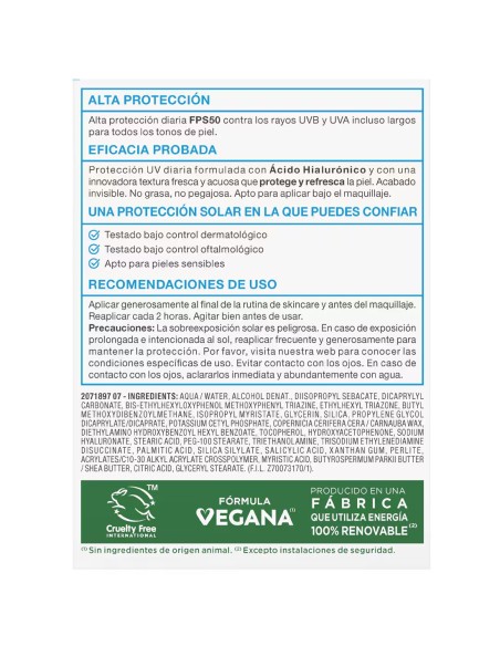 Alta protección UV invisible Garnier Delial Super UV rostro
