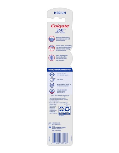 Packaging cepillo Colgate 360 antibacterias 4 en 1