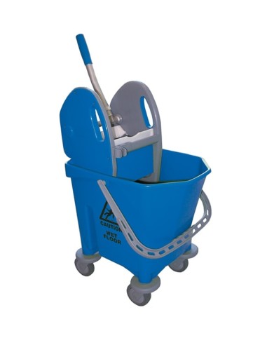Cubo de fregar profesional IPC azul de 25 litros con ruedas giratorias y prensa New Line.