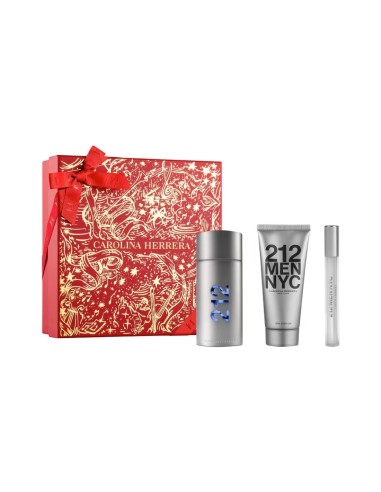 Estuche de regalo rojo de Carolina Herrera 212 Men con frascos y After Shave