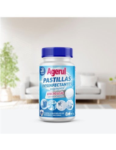 Pastillas con efecto lejía para desinfección de superficies.