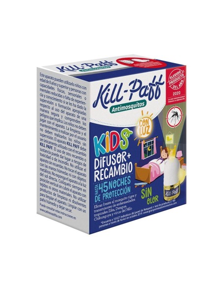 Pack Kill-Paff Kids difusor eléctrico y recambio 45 noches.