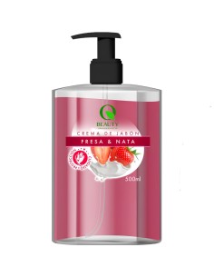 Crema de jabon liquido de manos fresa y nata Q Beauty