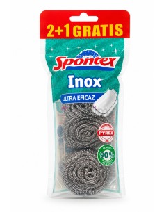 Pack estropajo SPONTEX acero inoxidable 2+1 gratis.