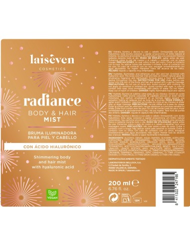 Bruma iluminadora de piel y cabello laiseven radiance