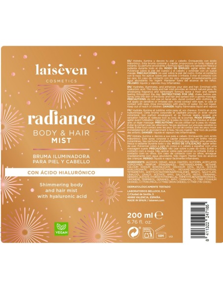 Bruma iluminadora de piel y cabello laiseven radiance