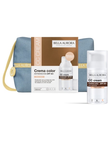 Crema cc cream bella aurora tono claro con neceser jean