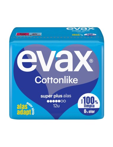 Compresas Evax Cottonlike Super Plus con alas 12 unidades