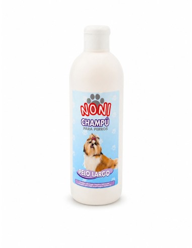 Envase frontal del champú para perros de pelo largo Noni 500 ml