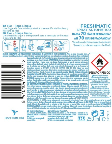 Recambio Air Wick Freshmatic Flor Ropa Limpia 250ml