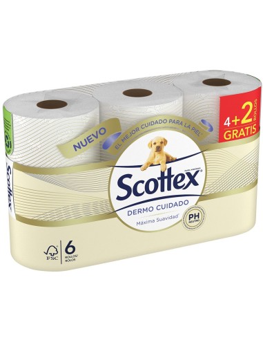 Pack de seis rollos dermatológicamente testado con pH neutro.