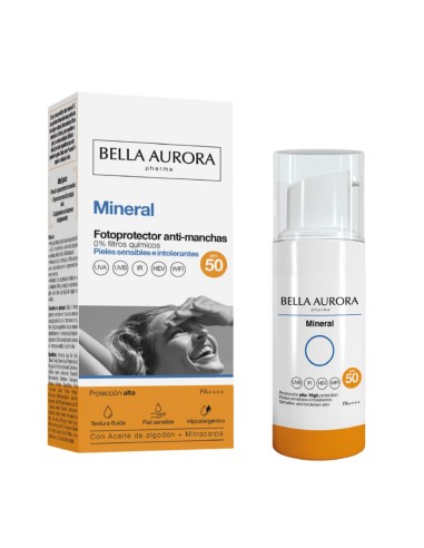 Protector solar facial mineral antimanchas de alta protección.