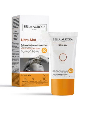 Protector solar facial con textura gel y acabado mate.