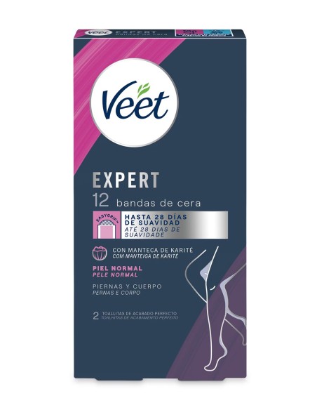 Bandas de cera corporales Expert Veet para piel normal.