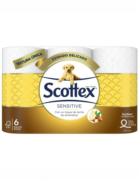 SCOTTEX PAPEL HIGIENICO SENSITIVE 6 ROLLOS 3 CAP