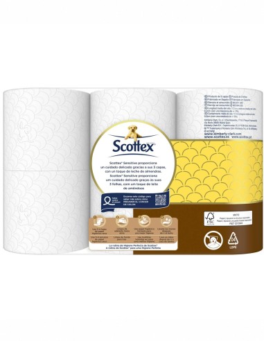 SCOTTEX PAPEL HIGIENICO SENSITIVE 6 ROLLOS 3 CAP