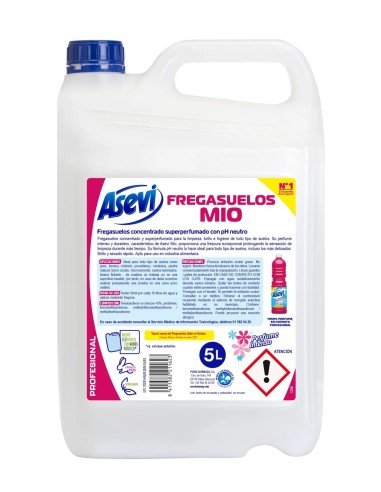 Fregasuelos concentrado Asevi Mio formato profesional de 5 litros.