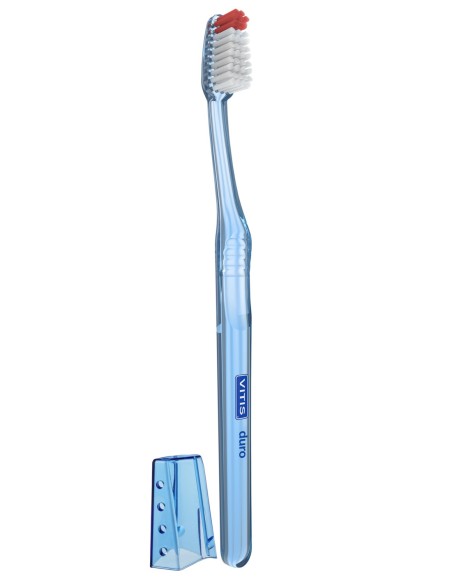 Cepillo dental de uso diario VITIS Duro con capuchón protector.