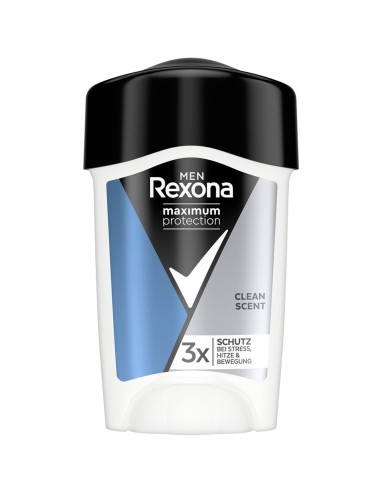 Desodorante antitranspirante en barra Rexona Men Maximum Protection Clean Scent de 45ml para hombre.