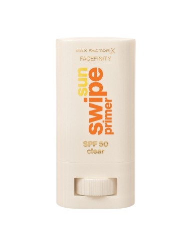 Barra de prebase de maquillaje transparente Sun Swipe de la gama Facefinity de Max Factor de 17 gramos.