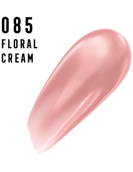 Muestra de textura cremosa y brillante del gloss labial en el tono rosa nude Floral Cream