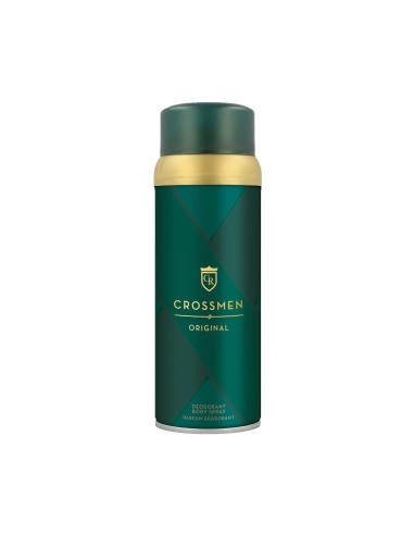 Vista frontal del envase verde esmeralda de 150 ml de Crossmen Original Deodorant Body Spray