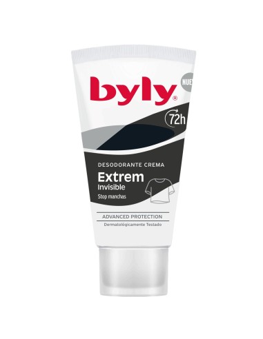 Vista frontal del tubo de 50 ml de Byly Desodorante Crema Extrem Invisible