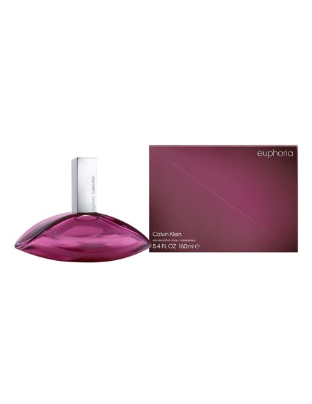 Frasco del perfume Calvin Klein Euphoria EDP de 160 ml junto a su elegante estuche de color burdeos
