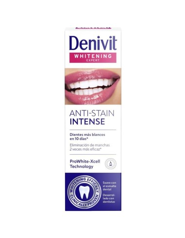Caja del dentífrico blanqueador Denivit Whitening Expert Anti-Stain Intense de 50 ml