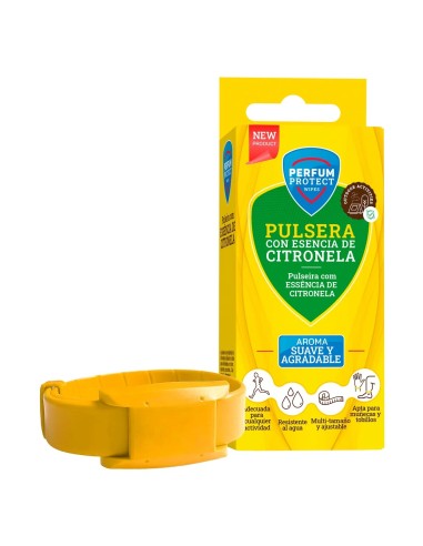 Pulsera ajustable amarilla de citronela Perfum Protect de Brevia.