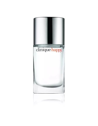 Frasco de perfume para mujer Clinique Happy de 30 ml con tapón plateado metalizado