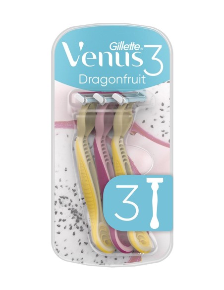 Paquete de 3 maquinillas desechables para mujer Gillette Woman Venus Dragonfruit.