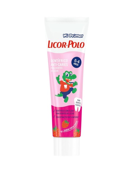 Tubo de dentífrico infantil Licor del Polo Mi Primer Dentífrico 0-6 años sabor fresa.